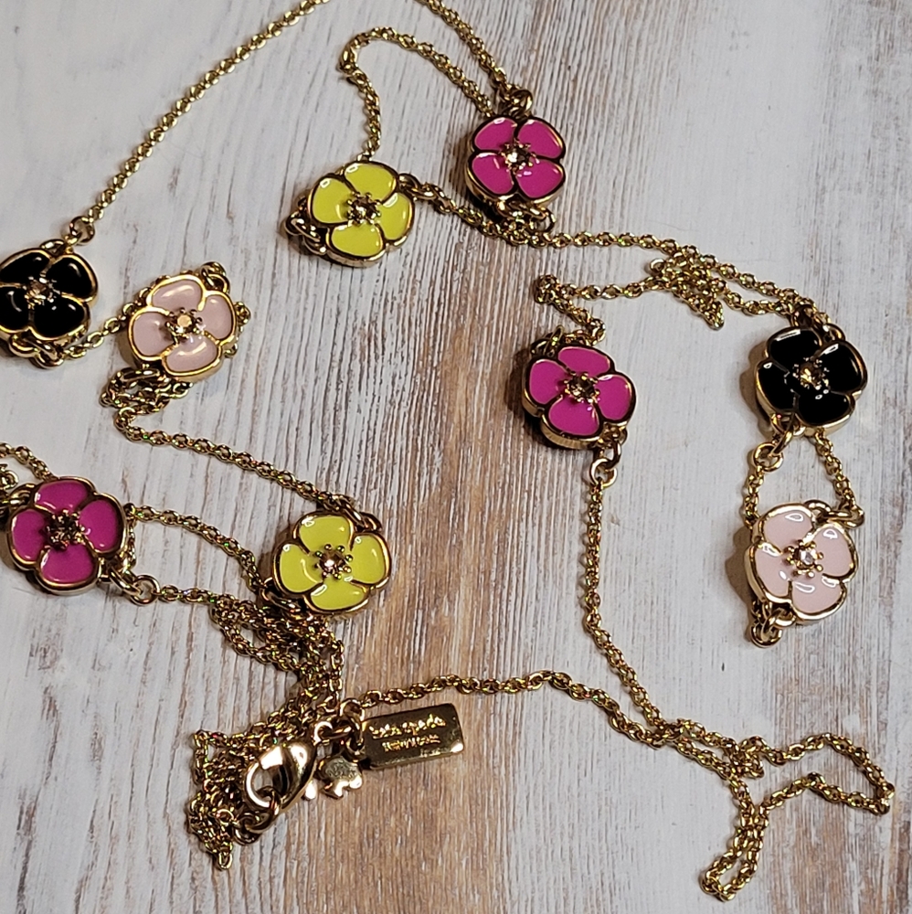 KATE SPADE Perfectly Flutter Long Gold Plated Enamel Necklace
